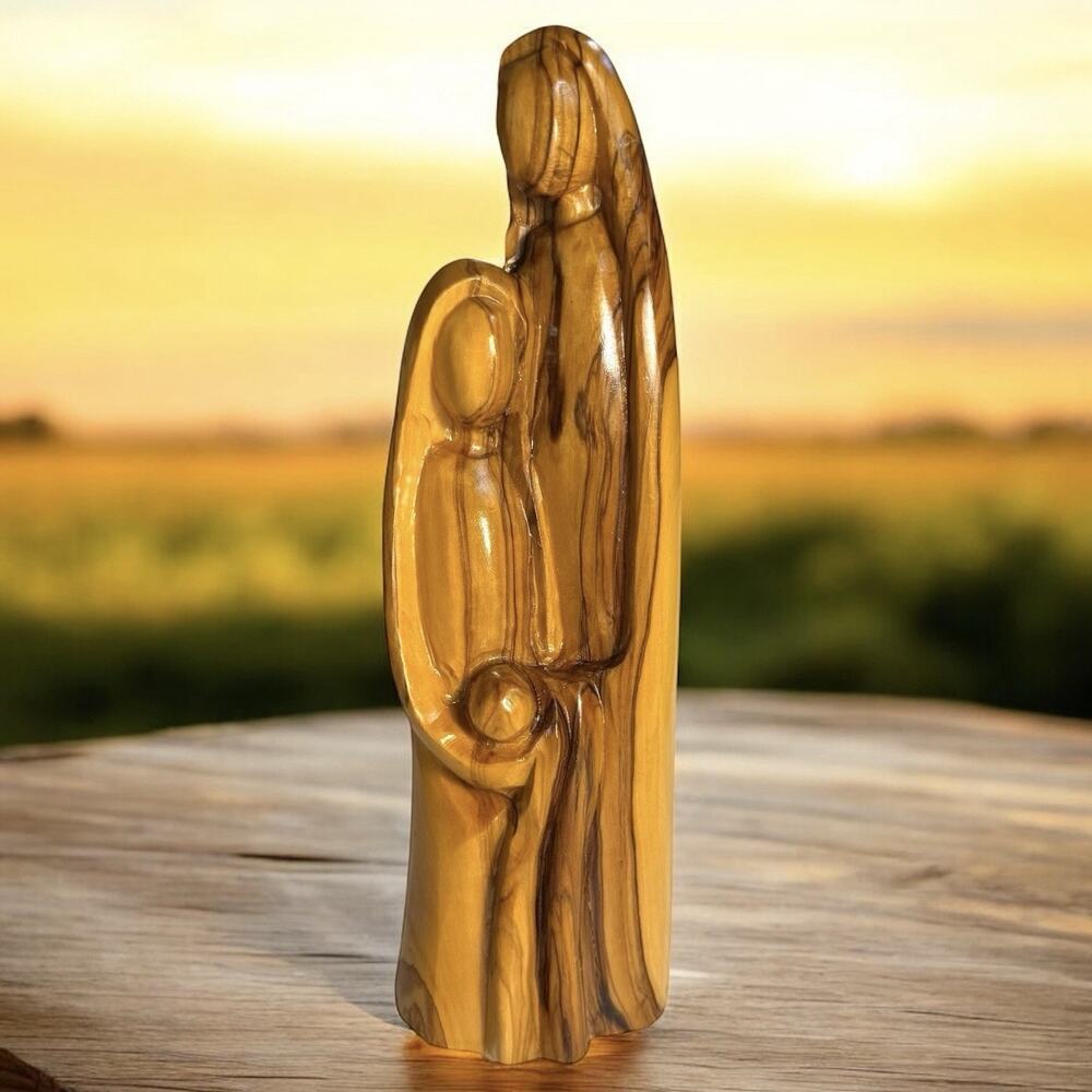 Bethlehem Hand Carved Holy Family Olive Wood Statue Israel Jesus Mary Joseph 8”